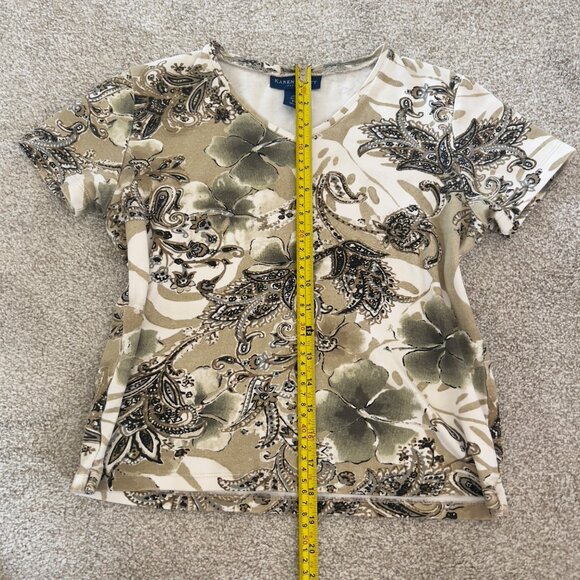 Y2K Tropical Grunge Green and Brown Deadstock Top 100% Cotton - Picture 7 of 8